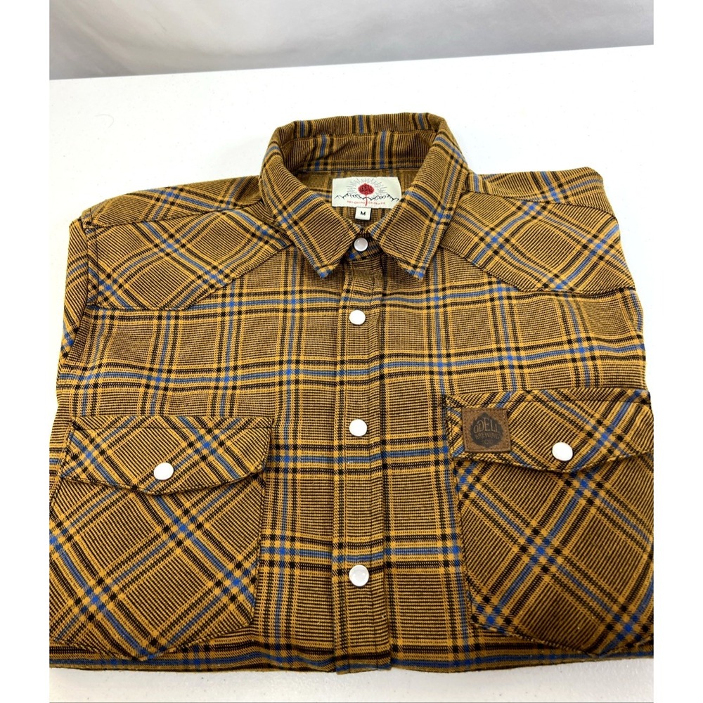 Odell Brewing Company Fort Collins Colorado Plaid Western Snap Shirt Size Medium